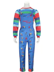 Chucky Season 2 Cosplay Movie Costume, Striped Slim-Fit Shirt & Pants, Halloween Horror Party Spooky, All-Season Universal Cosplay Wear