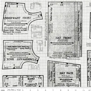 Fabric Riley Blake White Doll Pattern Sew Journal 108" Wide Back by the Quarter Yard WB13897-WHITE