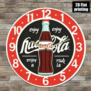 Venich's Kora Silent Wall Clock - Vintage Soda Bottle Design with Bold Numerals, Battery-Powered Round Acrylic Clock, Suitable for Kitchen, Office, Coffee Shop Decoration - Unique Gift Idea, Clear Digital Display Wall Clock