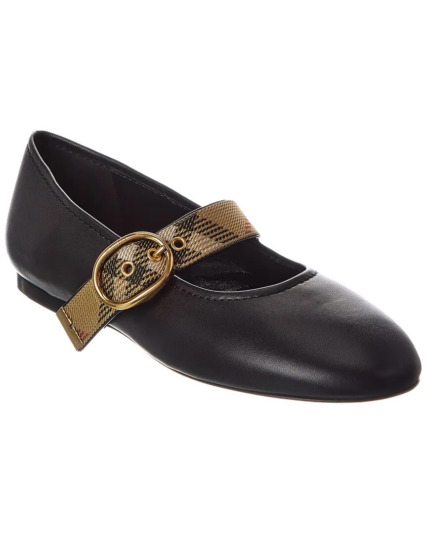 Burberry Check Robin Leather Ballerina Flat