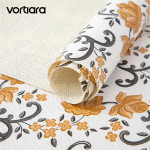 Vortiara 12" W x 120" L Floral Drawer and Shelf Liner for Cabinets, Non-Adhesive Strong Grip Non-Slip Flower Shelf Cabinet Kitchen Shelf Liners for Kitchen Cabinets