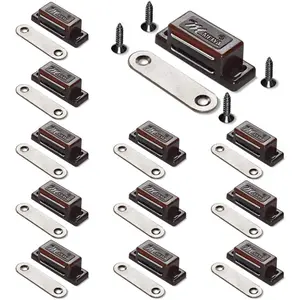 12Pack Magnetic Door Catch - 15lb High Magnetic Plastic Heavy Duty Latch for Kitchen Bathroom Cupboard Wardrobe Closet Cabinet Door Drawer Magnets Screws Included