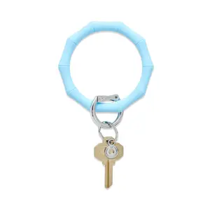 OVENTURE Sweet Carolina Blue Bamboo Silicone Big O® Key Ring - Classic Charm with Bamboo Detail & Secure Locking Clasp for Everyday Use