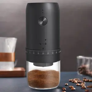USB Rechargeable Electric Ceramic Coffee Grinder, 40 Adjustable Coarseness Settings, One-Button Start, Smart Resistance Sensing, Auto Stop, Coffee Accessories