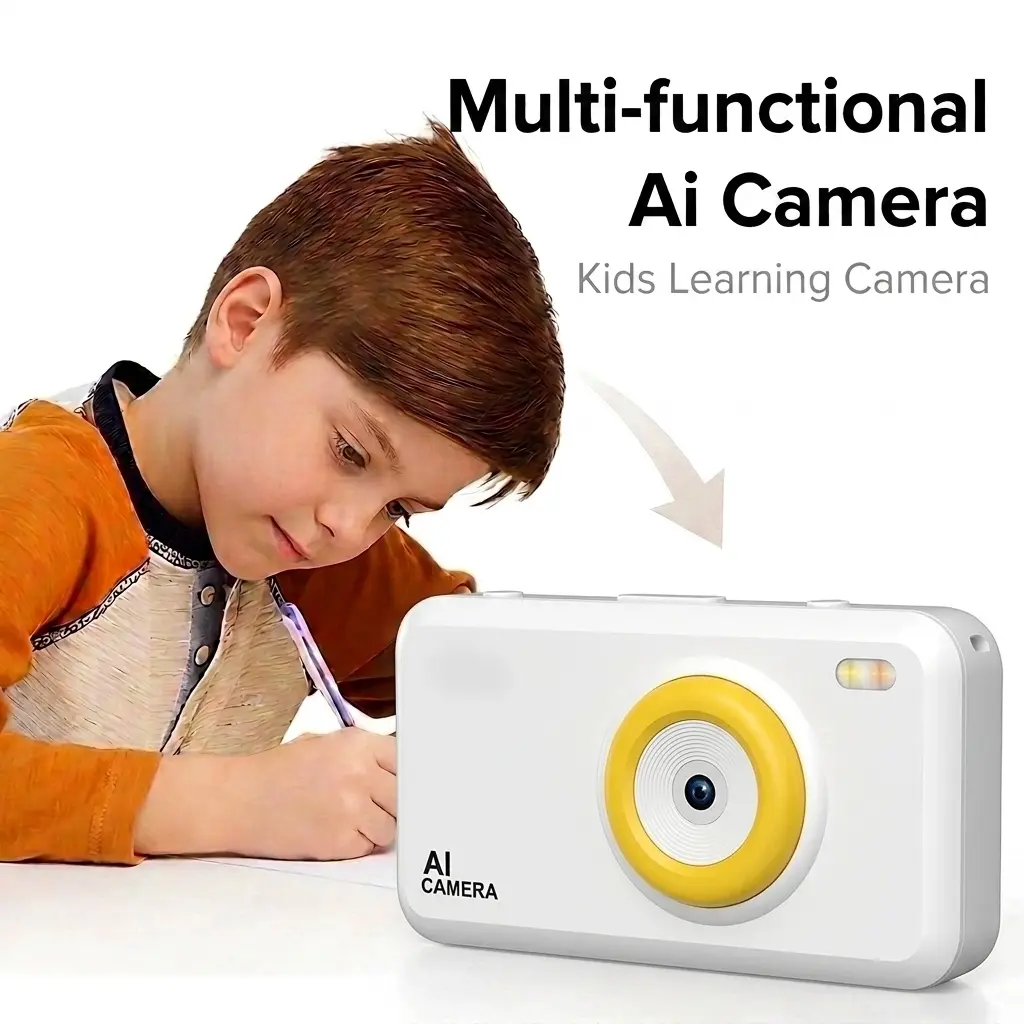 Kids AI Smart Camera Kids Learning Camera with AI Dialogue Object Recognition Photo Encyclopedia Comic Animation Video HD Educational Toy Camera Birthday Gift for Boys Girls Digital Rechargeable Digital Camera
