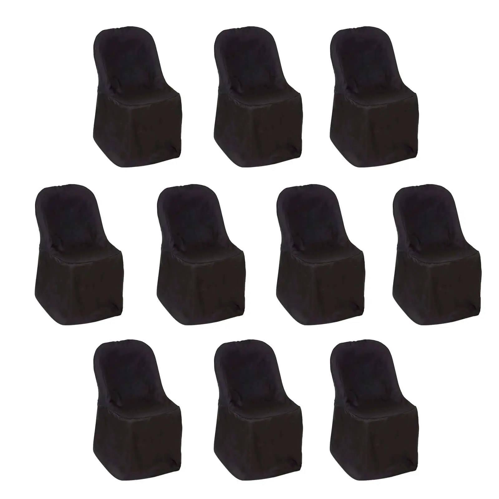 10-Pack Black Polyester Folding Chair Covers - Casual, Stain-Resistant, Reusable Slip-On, Standard Fit for Weddings, Parties, Dining Chairs, Chair Covers For Dining Chairs