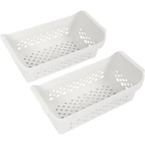 HECASA 5304512718 Refrigerator Storage Basket Compatible with Frigidaire Freezer Crisper Drawer Accessory ABS Plastic White Universal Replacement