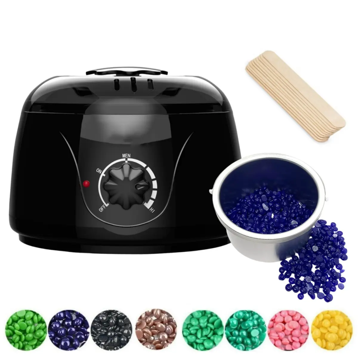 400g Hard Wax Beans 450cc Electric Hair Removal Hot Wax Warmer Waxing Heater with Beans 10pcs Sticks Kit, White Wax Machine, Adjustable Temperature - Comfort, Cosmetic