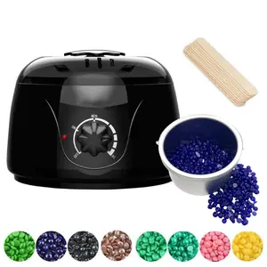 400g Hard Wax Beans 450cc Electric Hair Removal Hot Wax Warmer Waxing Heater with Beans 10pcs Sticks Kit, White Wax Machine, Adjustable Temperature - Comfort, Cosmetic