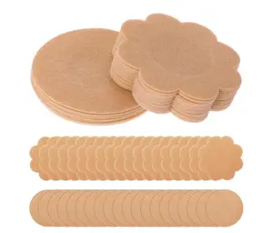 Breast Petals Stickers, 40 Pcs Nipple Covers, Beige, Non-woven Fabric, Self-adhesive, Waterproof, Reusable, for Swimming, Sports, Everyday Wear