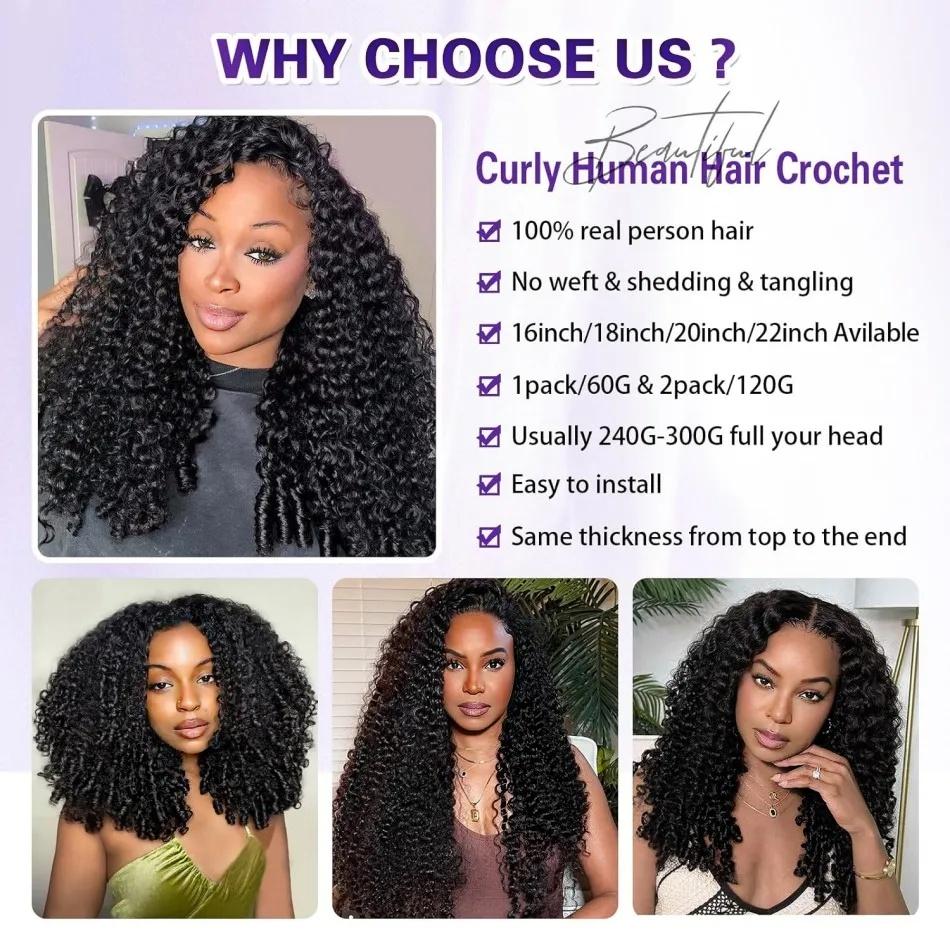 [Bling Hair]  Burmese Curly Feather Crochet For Braiding Pre-Separated Invisible Knotless Crochet Hair 100% Human Hair Extensions For Women