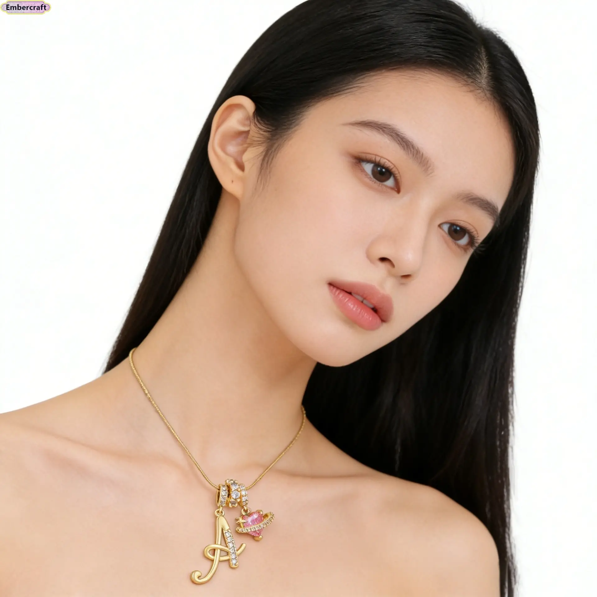 A–Z Initial Necklace for Women, Colorful Cubic Zirconia Letter Pendant, Dopamine Style Gold Tone Chain Necklace, Personalized Cute Jewelry for Daily Wear, Layering Outfit and Gift A–Z Initial Necklace for Women, Colorful Cubic Zirconia Letter Pendant, Dopamine Style Gold Tone Chain Necklace, Personalized Cute Jewelry for Daily Wear, Layering Outfit and Gift