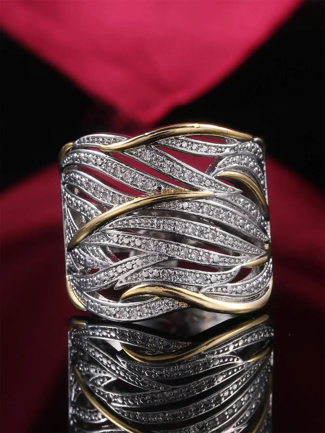 1 PC Gorgeous Style Cubic Zirconia Ring For Women For Valentine's Day Gift Wedding Engagement Anniversary Party Band Jewelry Statement Multi Ring Beautiful Rings