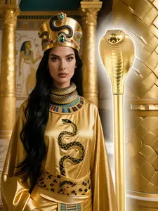 Ancient Egyptian Cobra Staff Halloween Cosplay Props, Pharaoh Queen Snake Wand for Party Stage Performance, Egypt Costume Accessory