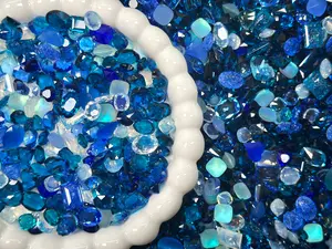 Blue Abyss Mixed Pointed Back Crystal Glass Rhinestones for Nails Arts and DIY