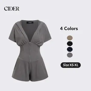Cider Textured V-neck Ruched Front Romper SwimWeek