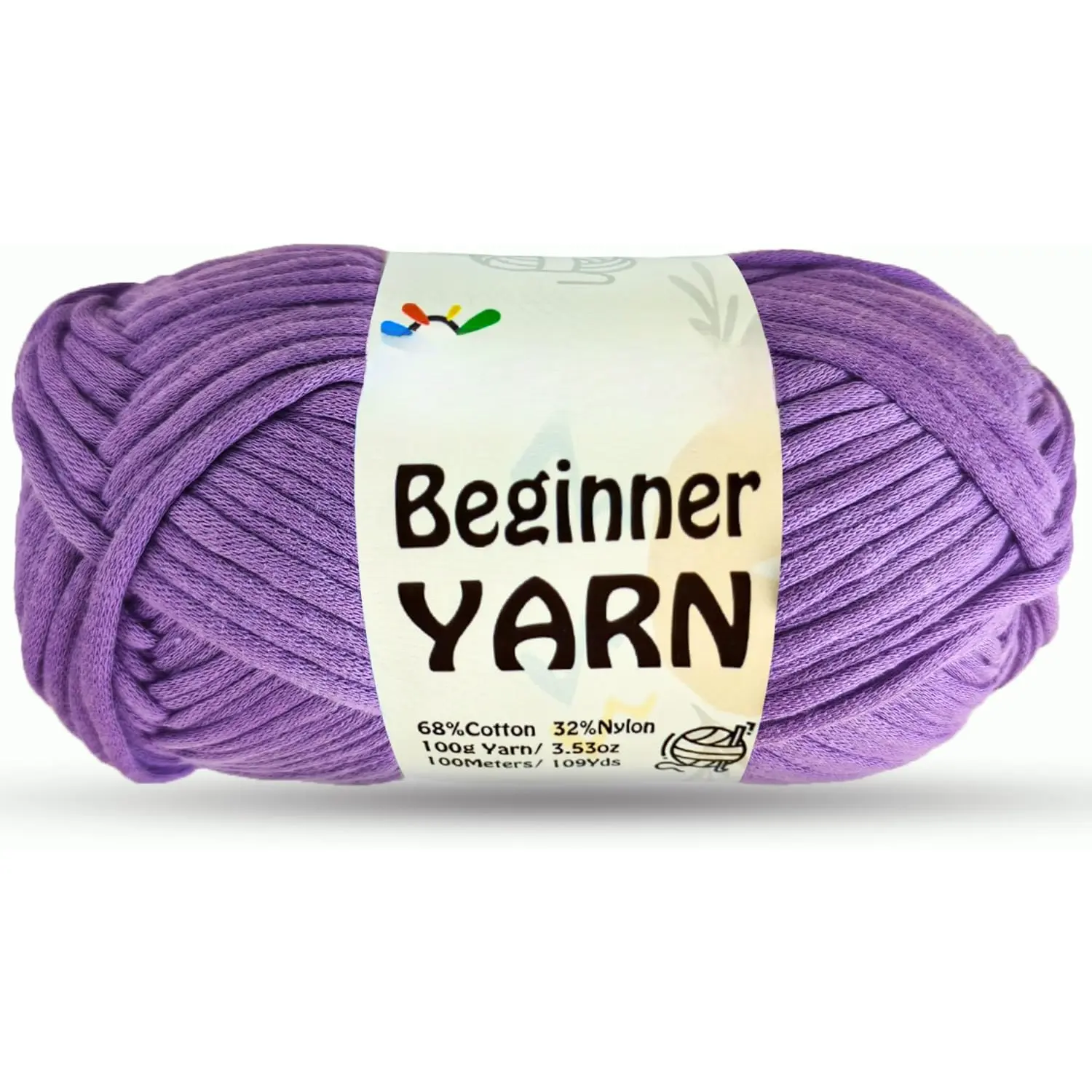 Yarn for Crocheting & Knitting, 100g Cotton Yarn for Beginners with Easy-to-See Stitches,100m (109yds) Worsted Soft Cotton-Nylon Blend Yarn, Purple