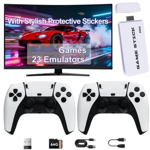 Wireless retro game console, retro game stick with over 20,000 games, 23 emulators, 64GB, Retro Game Stick Pro with dual 2.4GHz wireless controllers, plug-and-play TV video games, Video Game Machine