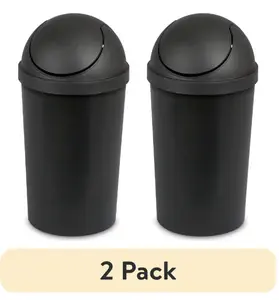 2 pack 3 Gallon Trash Can Kitchen Waste Garbage Plastic Round Swing Top Black Suitable for Bathroom, Bedroom, Office, Hallway