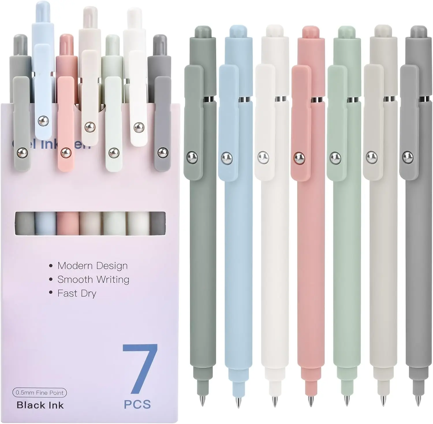 Stocking Stuffers for Women: 7 count Gel Pens 0.5mm Quick Dry Black Ink Fine Point Smooth Writing Pens High-End Series Ballpoint for Office School Supplies Christmas Gifts for Women Girls Nurse Teacher