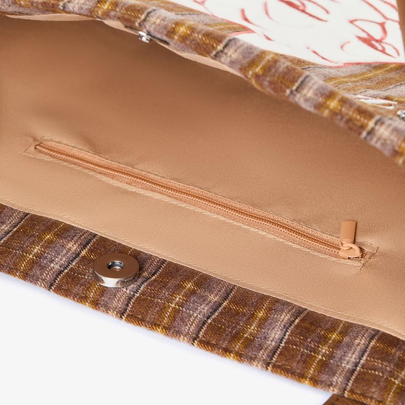 Disney Zootopia Series Plaid Tote Bag Fashionable Cute Shoulder Bag For Daily Use,Large Capacity,Durable Material,Commute & Shopping,Holiday & Holiday Haul