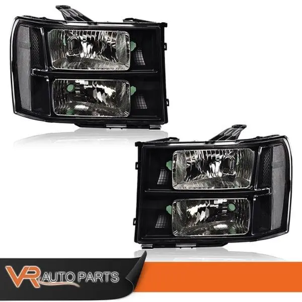 Black Clear Headlights Head Lamps  Fit For 07-14 GMC Sierra 1500 2500 3500 Led Headlamps Bulbs