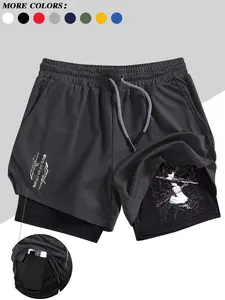 Men's Belief Conquers Fear Printed Gym Shorts, Workout Impact Shorts, Stretch Knitted Fabric, Perfect for Running Training Yoga Outdoor Activities, Sporty Casual Style, Lightweight Workout Shorts