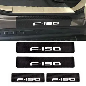 4Pcs Car Door Sill Protector Sticker for Ford F150 F-150 Pickup Carbon Fiber Anti-Scratch Decorative Accessories