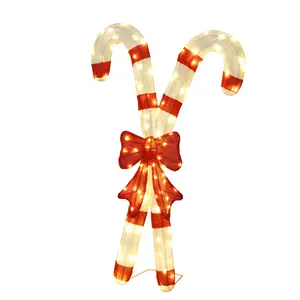 Lighted Candy Cane And Red Bowknot Christmas Decorations, Pre-lit 2D Holiday Decor With 100 Warm White LED Lights For Xmas Outdoor Indoor Decor Lighted Holiday Displays # Douyin Recommends For You # Douyin Made Me Buy It # Food Videos # Home Supplies