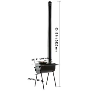 SucceBuy Wood Stove 86in Alloy Steel Camping Tent Stove Portable Wood Burning St