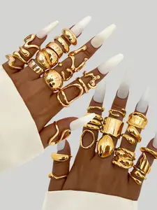 14/15 Piece Elegant Exaggerated Gorgeous Party Style Women's Stackable Rings Set, Statement Multi Ring, Irregular Wide Design for Daily Wear, Unique Gift for Girlfriends & Family, Stacking Rings
