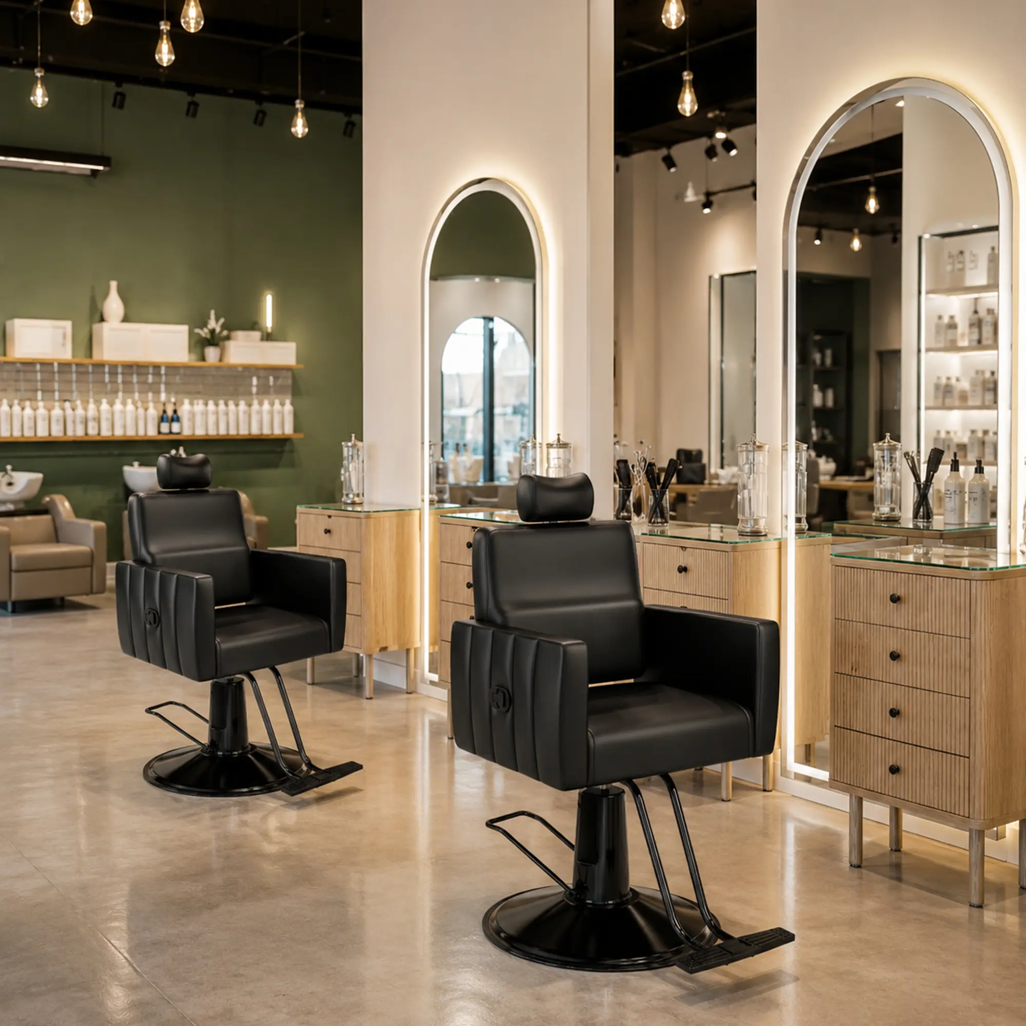 Baasha Reclining Hydraulic Hairdresser Chair - Commercial Salon Furniture & Equipment for Shop Owners, Adjustable Headrest, Waterproof Soft PU Leather, Heavy-Duty Steel Frame, 440 lbs Capacity, Ideal for Tattoo, Microblading, Braid, Assembly Required