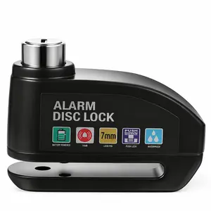 Alarm Disc Lock Set, Brake Lock, Anti-Theft Waterproof 110 dB 7mm Pin 5ft Reminder Cable for Motorcycles Bike Scooter Carry Pouch
