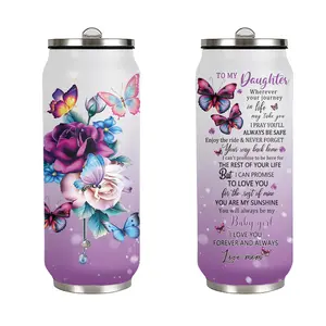 To My Daughter Gift Tumbler with Straw Lid 17oz Portable Travel Water Bottle Stainless Steel Insulated Leakproof Mug Cup Birthday Christmas Gifts Keeps Hot Cold Drinkware