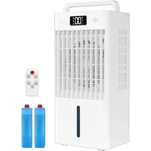 10L Evaporative Air Cooler,Portable Swamp Cooler with Remote Control, 3 Speeds & 3 Modes, 45W Energy Efficient Cooling Fan with Ice Packs and Casters for Bedroom Office