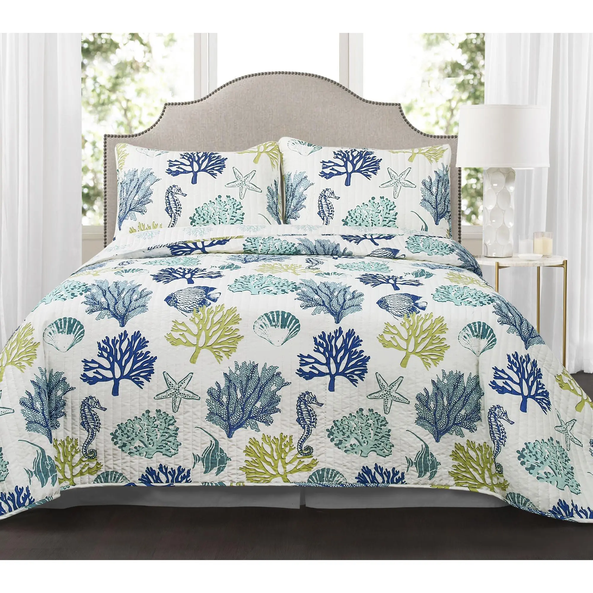 Coastal Reef 3-Piece King Navy/Blue Quilt Set by Lush Decor