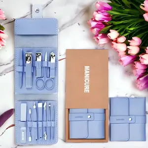 Eclat finds 12 pcs Manicure set stainless steel Nail Clippers Pedicure kit with case