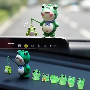 Joytutus Lonely Frog Decor Luminous Frogs Cartoon Frogs Taking Care Of Cubs Mini Figurine for Car Home Decor Gifts Car Accessories