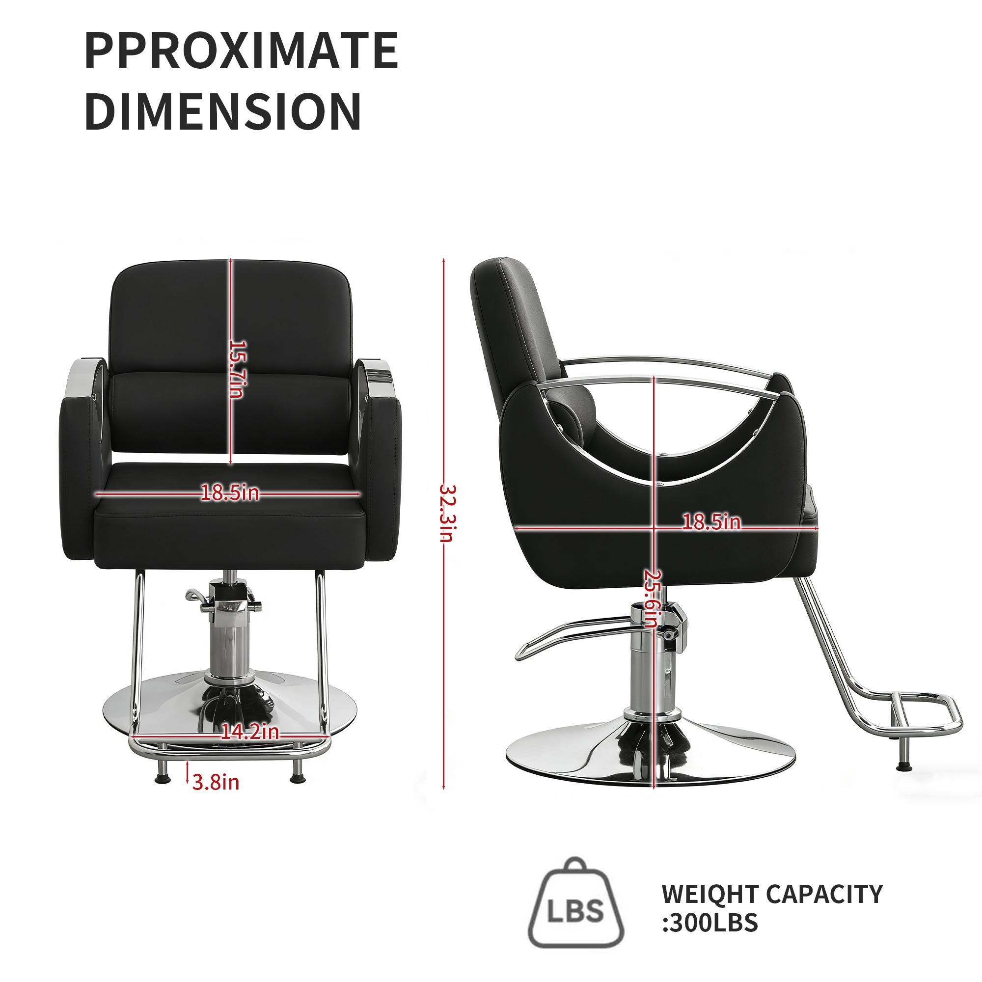 Black Reclining Salon Barber Chair for Hair Stylist, Professional Hair Stylist Chairs with Heavy Duty Hydraulic Pump, All Purpose Styling Hairdresser Braiding Shampoo Chair for Spa Home Euipment Barber Salon Chair for Hair Stylist