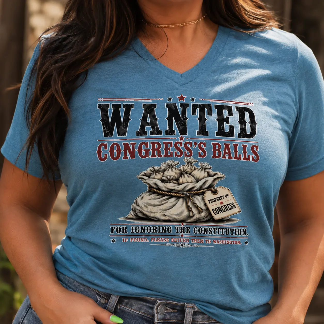 Wanted: Congress's Balls Funny Political Graphic T-Shirt