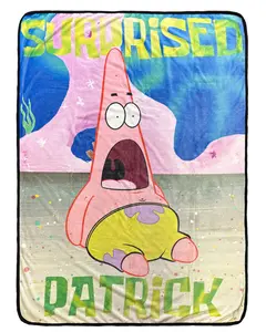 Nickelodeon SpongeBob Squarepants Blanket Suprised Patrick Design Plush Fleece Lap Throw 46" x 60"
