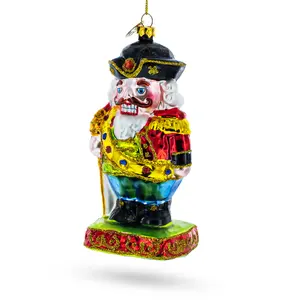 New Year Festive Nutcracker Blown Glass Christmas Ornament