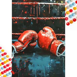 5D DIY Full Drill Diamond Painting - Diamond Painting Kit Boxing Gloves Mosaic Canvas DIY Wall Art, Home Wall Decoration
