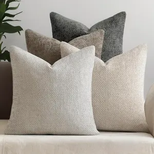 Solid Color Throw Pillow Cover, 4pcs Soft Comfortable Square Cushion Cover without Filler, Household Decoration Supplies for Home Living Room Bedroom, Soft Touch Cushion