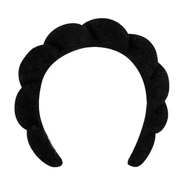Women Spa Headband for Washing Face Makeup Headband Puffy Sponge Headbands Skincare Headbands for Women Girls Terry Cloth Headband for Skincare Makeup Removal Shower Hair Accessories (Black)