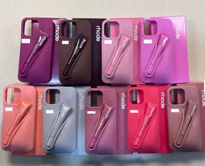 Rhode Lip Gloss Phone Case for iPhone 11–16 Series | Silicone Lipstick Holder Case | Espresso Bread Ribbon Aesthetic Cover