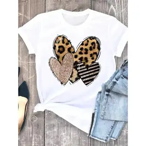Leopard & Heart Print Tee shirts men