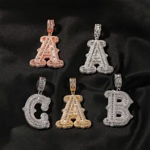 18K Gold Vacuum Plated Copper with 5A+ Sri Lanka Zircon Bohemia Letter A-Z Design Pendant With Necklace Miami Italy Mexico & Micro Inspired for Women & Men Jewelry,Daily Wear,Casual Fashion,Gift Idea,,Classic,Hip Hop,Simple,Sporty Style