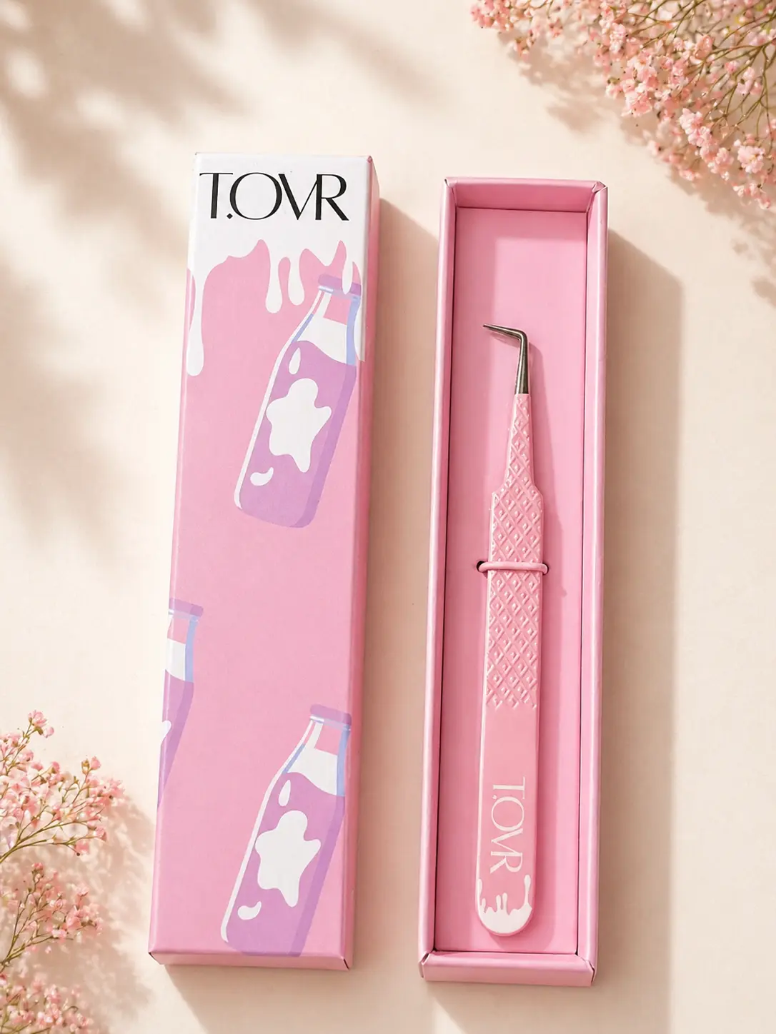 Custom Shape Lash Tweezers with Fiber Tip for Precise Control - Professional Eyelash Extension Tool with Secure Textured Grip for Lash Artists, Makeup, Effortless Precision, Textured Secure Grip, Lash Extension Kit Tweezers