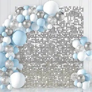 24pcs Silver Color Wind-Activated Square Glitter Boards, Perfect for Outdoor Events, Birthday Parties, Weddings, and Party Decorations